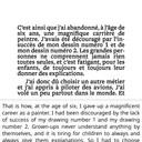 splitread on an e-reader: French book text on top, live English translation below
