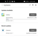 Ubuntu Touch updates screen downloading an app update on the Galaxy A50