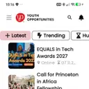 Youth Opportunities home feed: latest opportunities with images and deadlines